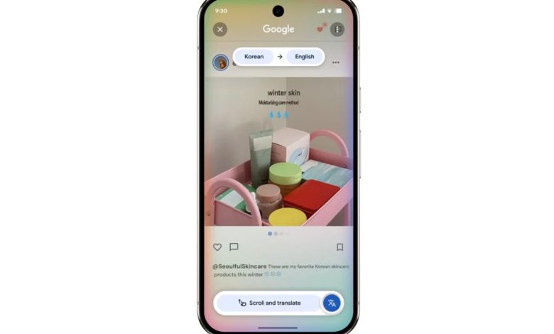 circle to search scroll translate